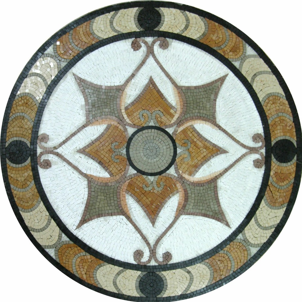 Abstract Lotus Round Marble Mosaic for Floor and Wall Decor-image