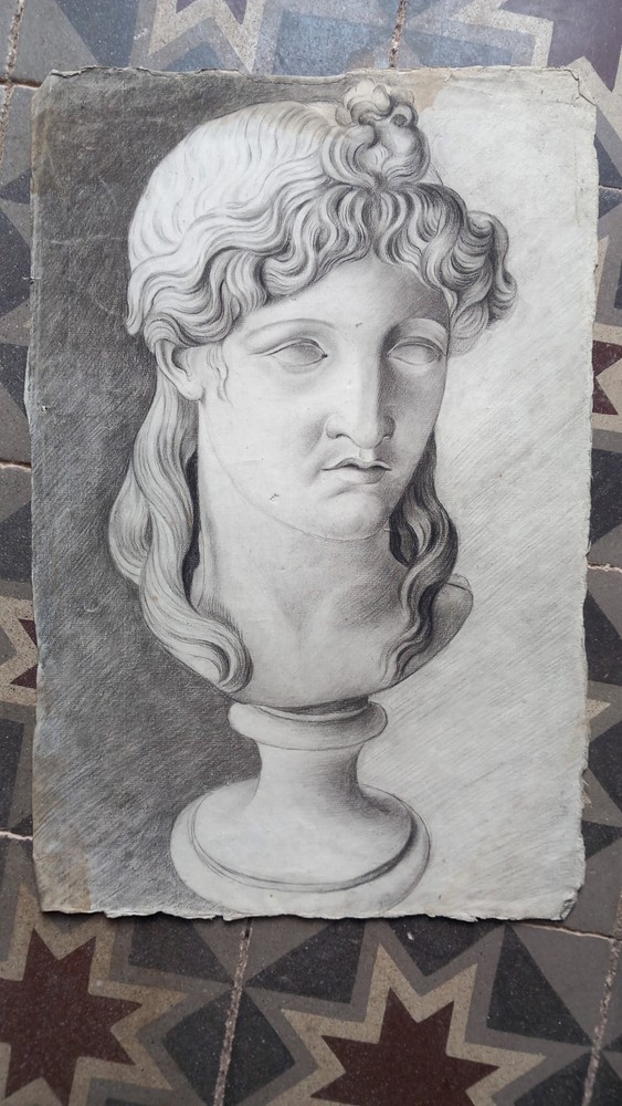 Antique Head Drawing 19th Century God Goddess Study Academy