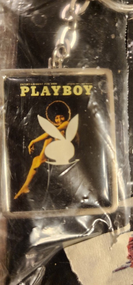 Early 2000 Playboy Vintage Cover Black Bunny Keychain ~ New~ RARE Employee Gift