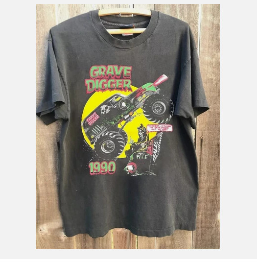 Grave Digger 1990 Vtg Retro Racing Charcoal Unisex T shirt Reprint S-5XL