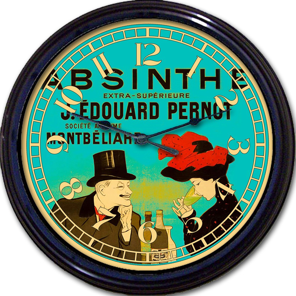 Vintage Absinthe Drinkers Leonetto Cappiello Edouard Pernot Art Wall Clock 10 Inch-image