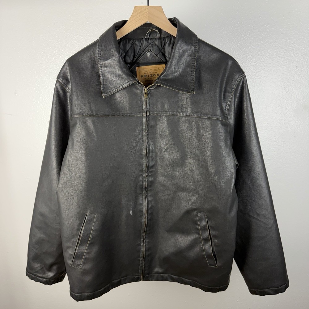 Original Arizona Jean Company Men's Brown Faux Leather Motorcycle Jacket Size L