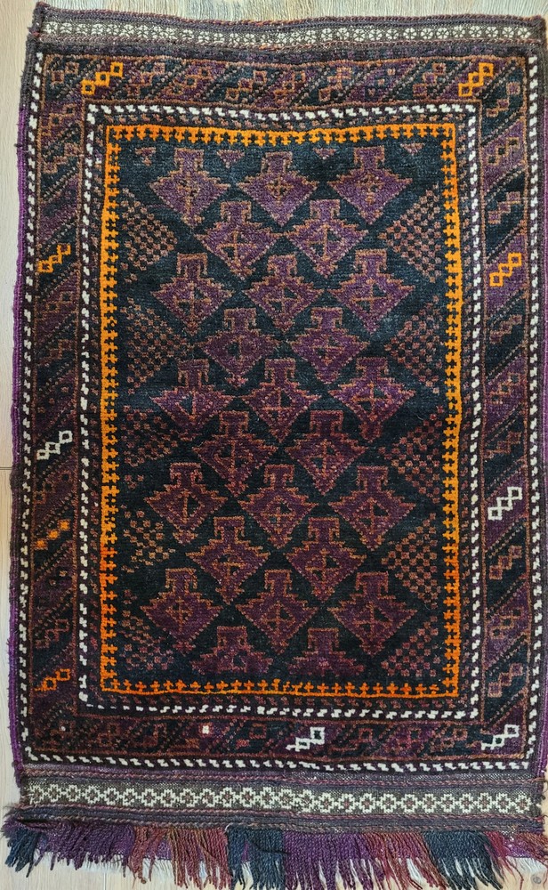Baloch Rug Antique Geometric Fine 126x40cm