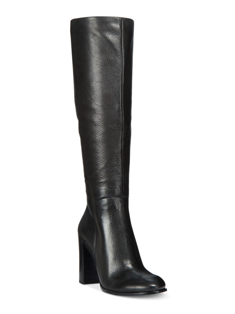 KENNETH COLE NEW YORK Womens Black Justin Block Heel Leather Riding Boot 5.5 M