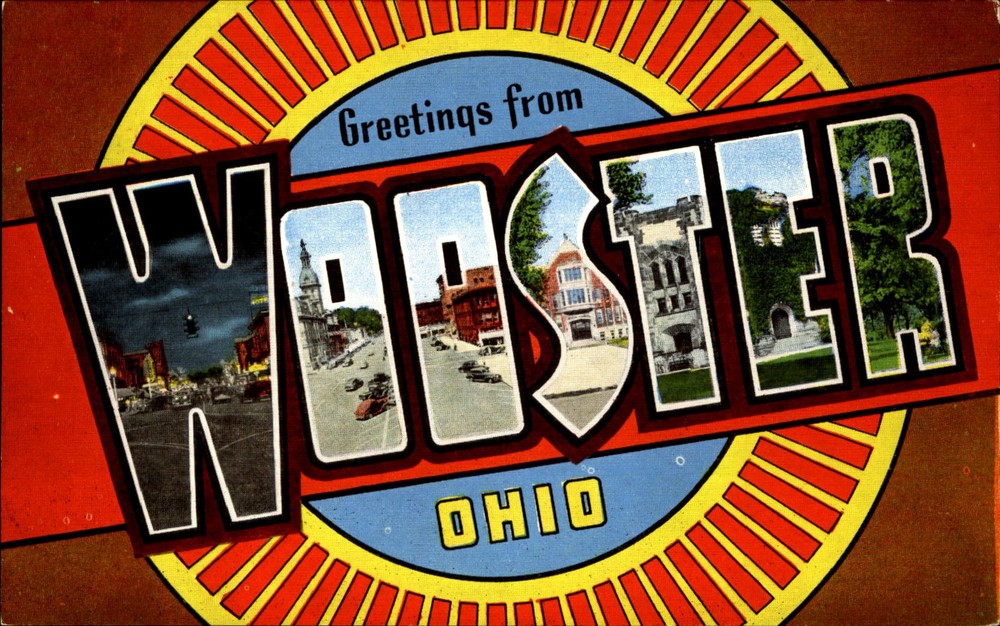 Greetings from WOOSTER Ohio ~ Large Letter Linen 1940s