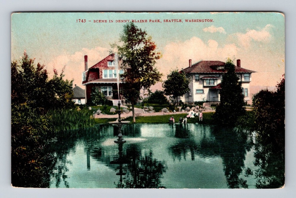 Seattle WA-Washington, Scene In Denny Blaine Park, Antique, Vintage Postcard