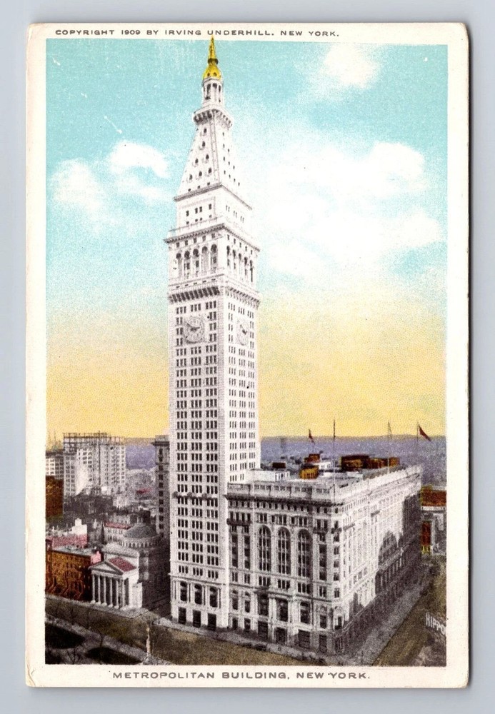 New York City NY, Metropolitan Building, Antique Vintage Souvenir Postcard