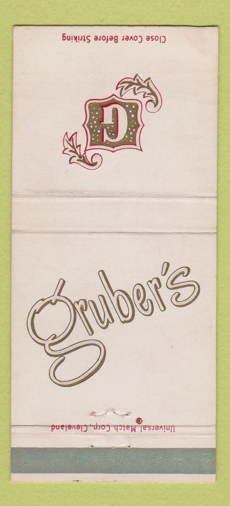 Matchbook Cover - Gruber's Shaker Heights OH 30 Strike