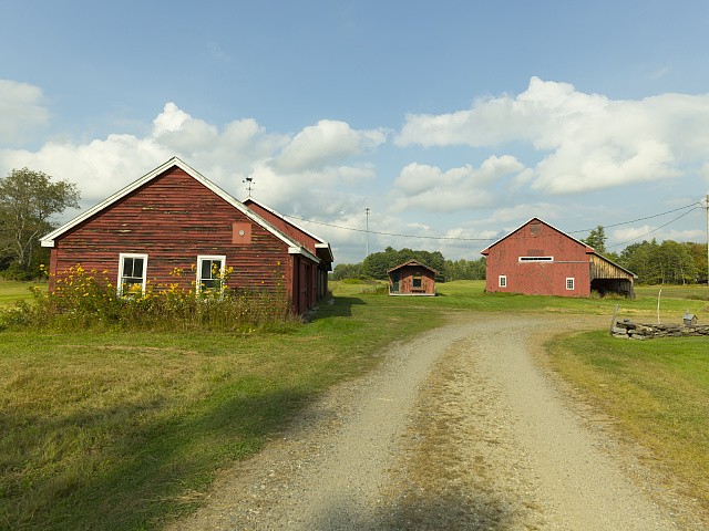Photo:West Buxton Maine 2010s Hay Farm Barns Gravel Road