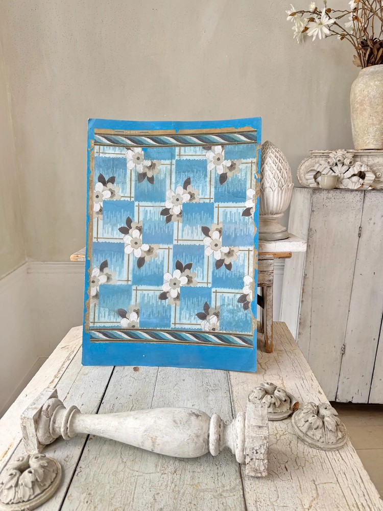 25x20 1920 Wallpaper French Hand Block Antique Wall Art design vintage sample c