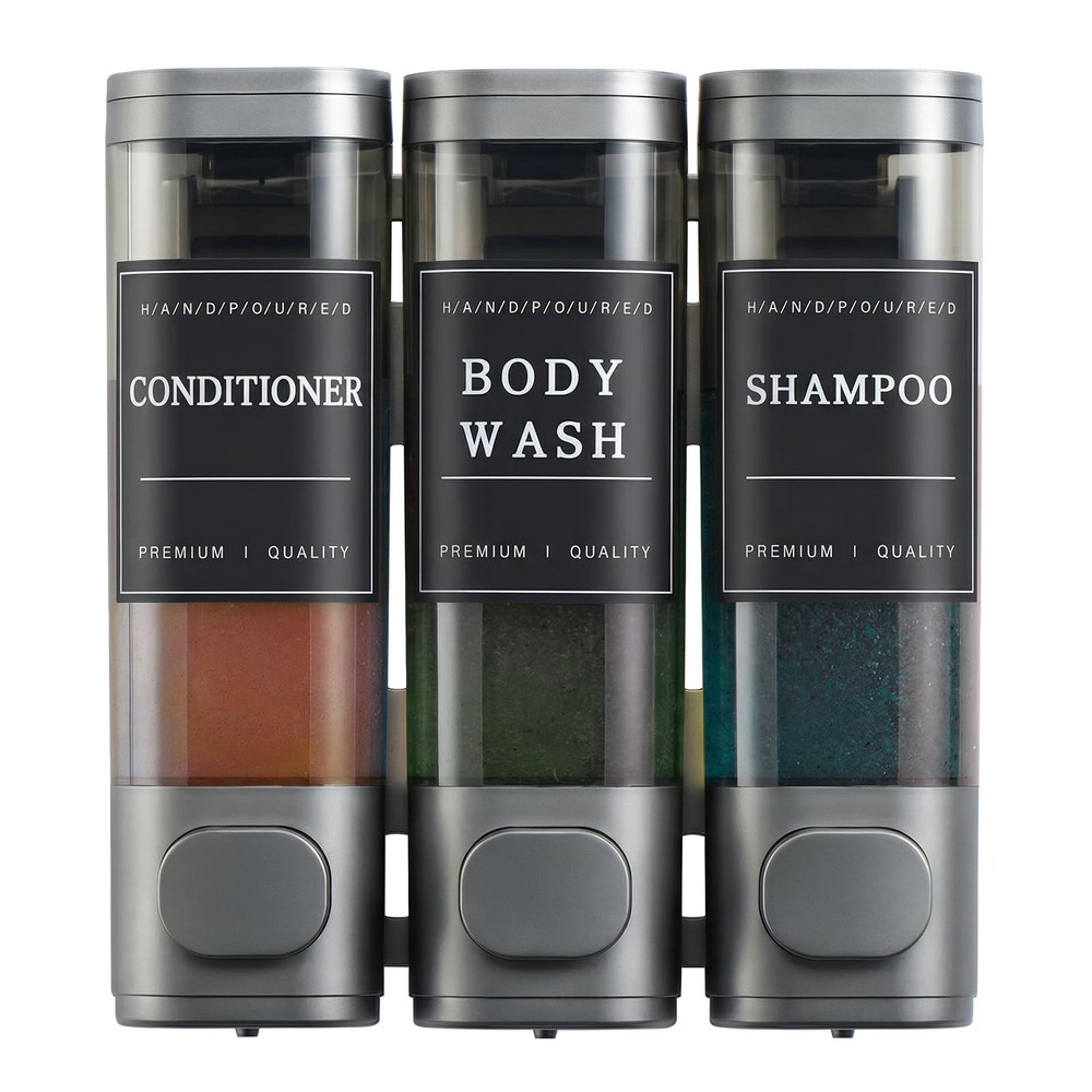Shampoo and Conditioner Dispenser,Shower Soap Dispenser 3 Chamber No Drill Wa...