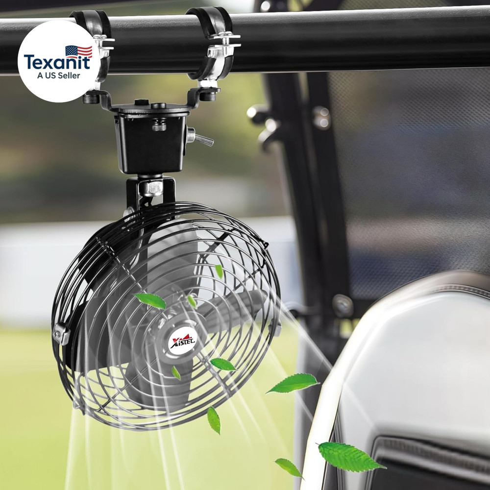 UTV Cab Cooling Fan 12 Volt Fan for UTV, Adjustable Cooling Air Fans Compatible
