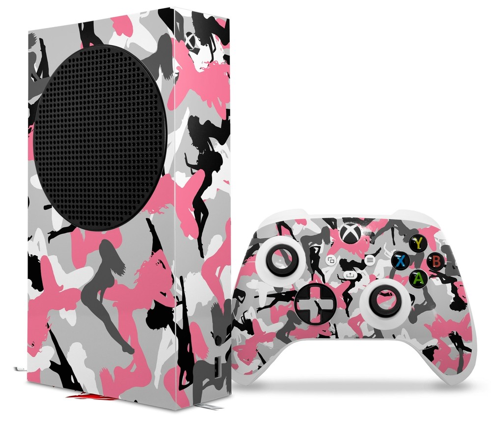 Skins XBOX Series S Console Controller Sexy Girl Silhouette Camo Pink