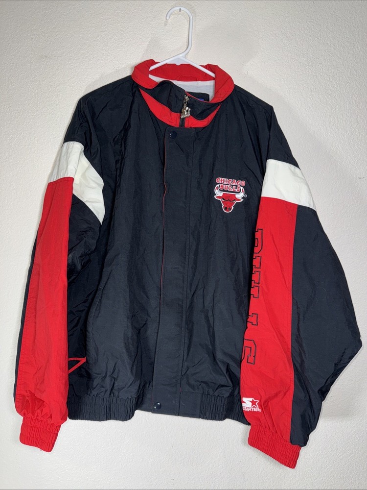 Chicago Bulls Vintage 90s  NBA Starter Full Zip Lined Windbreaker Jacket XL