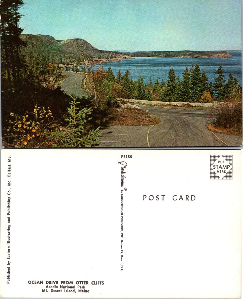 Ocean Drive Otter Cliffs Acadia National Park Maine Postcard-image