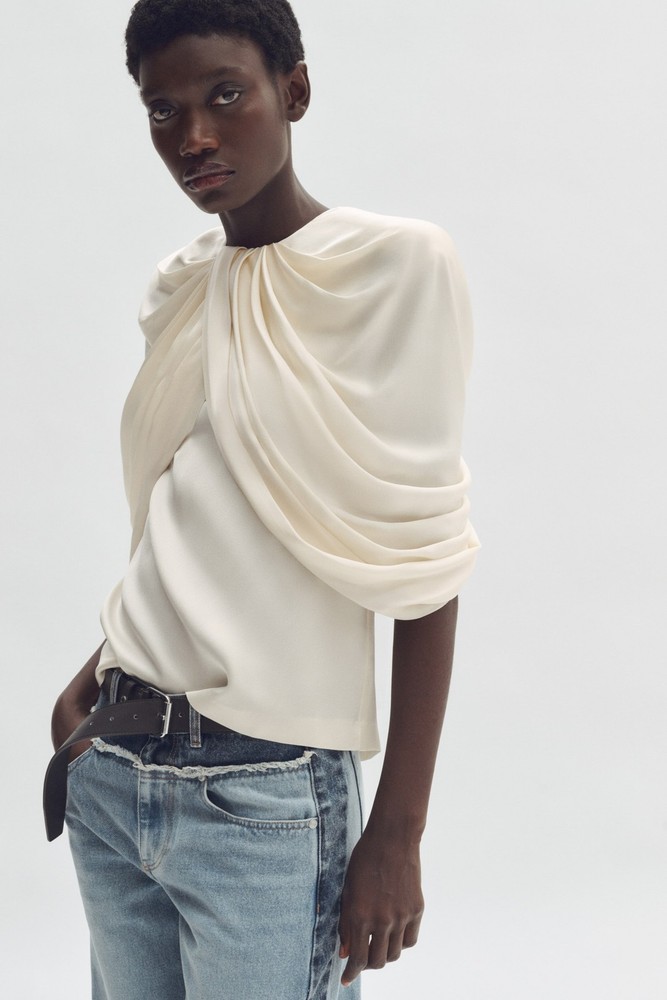 Stella McCartney H&M Draped Satin Top Cream Size S NWT Rare One Available