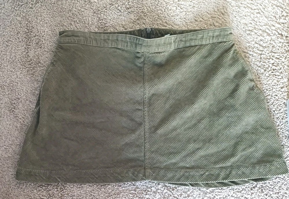 BP Nordstrom Mini Skirt Size XL Army Green Corduroy Pockets 90s Y2K Twee Boho