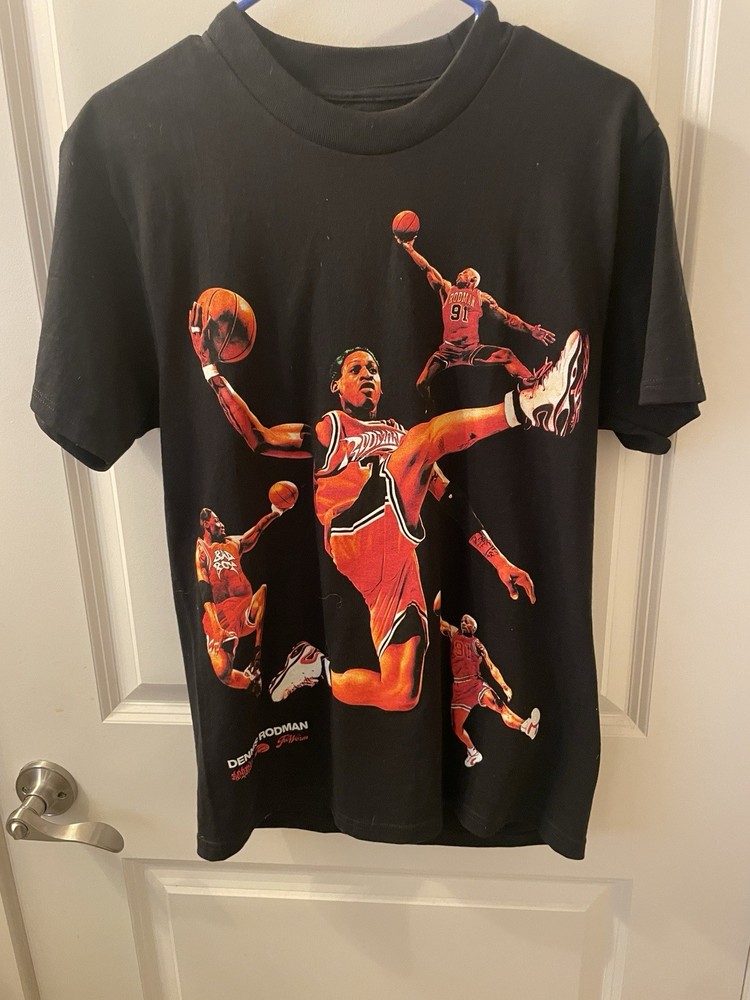 Dennis Rodman T-Shirt Men's XS Chicago Bulls NBA Black