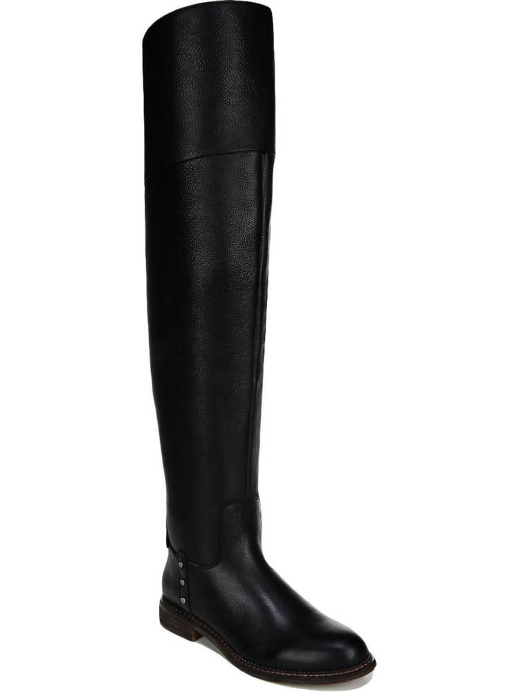 FRANCO SARTO Womens Black Leather Wide Calf Boots Stacked Heel Zip 7.5 M WC