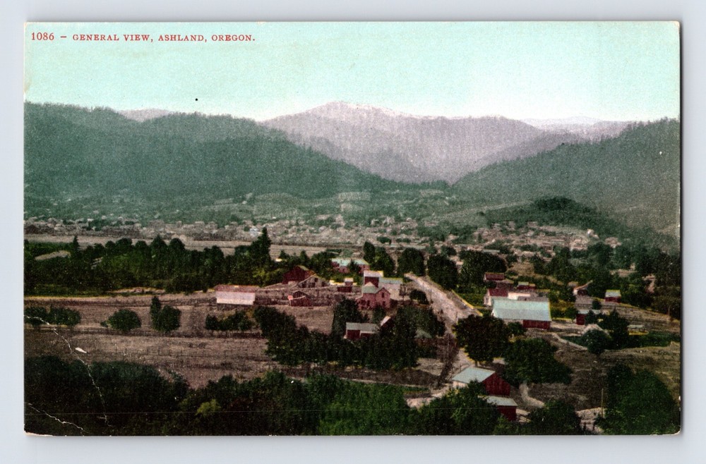 Postcard Oregon Ashland OR General Aerial Bird Eye View 1910s Unposted
