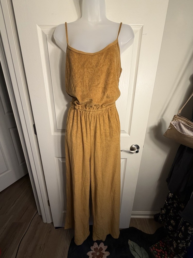 Aerie Offline Terrycloth Tan Jumpsuit Size Small