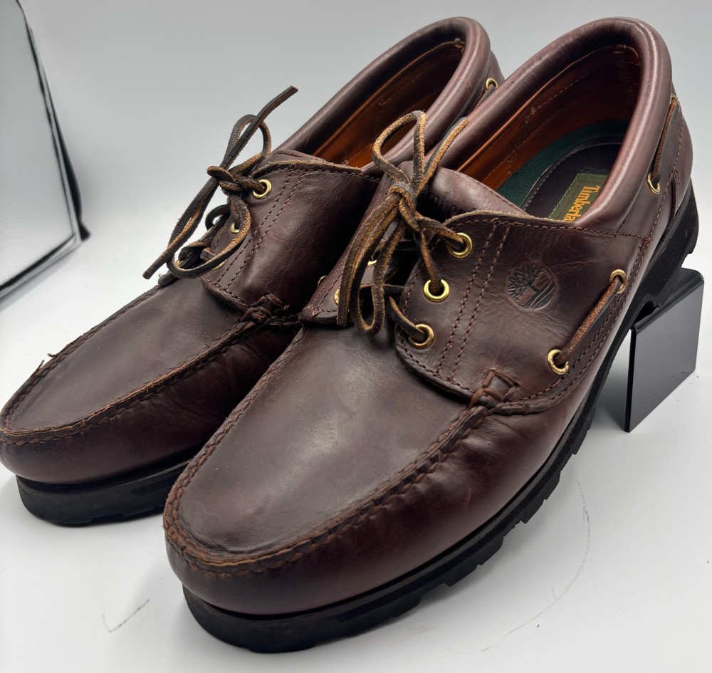 Timberland Authentic 3-Eye Lug Boat Shoes Men’s Size 13M Leather Brown Shoes