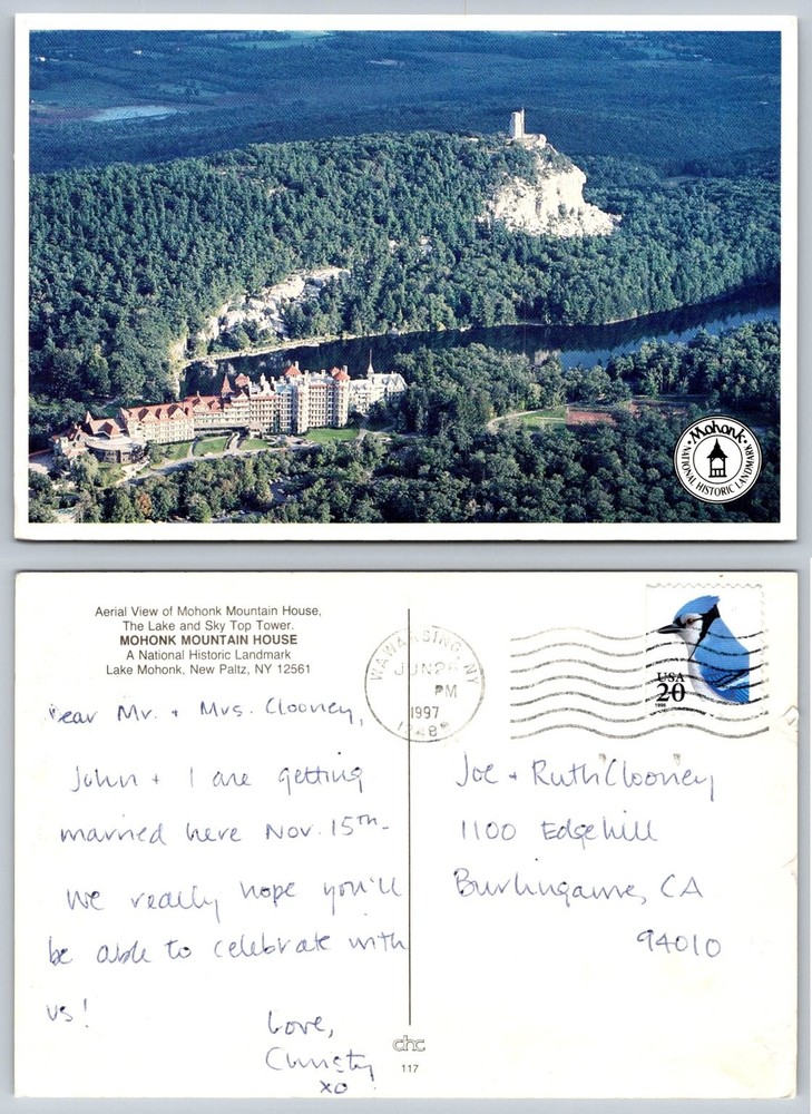 Mohonk Mountain House New Paltz NY 1997 Postcard Aerial View Sky Top Tower