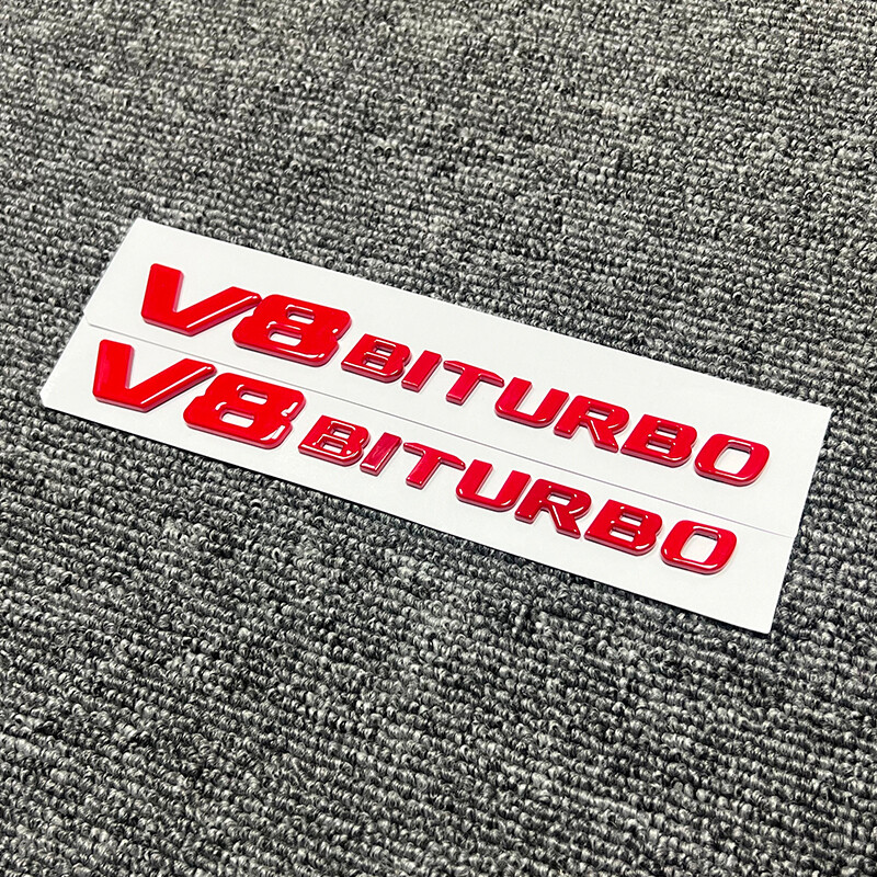 Gloss Red 3D V8 BiTurbo Emblem Side Fender 3D Badge For MB AMG Left&Right 14+
