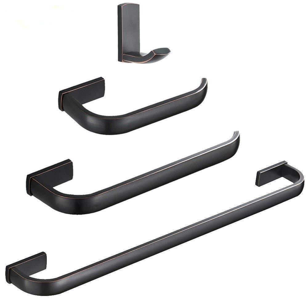 Bronze Hardware Accessories Set Oil Rubbed, Bathroom Towel Bar Set Brass 4 Pi...