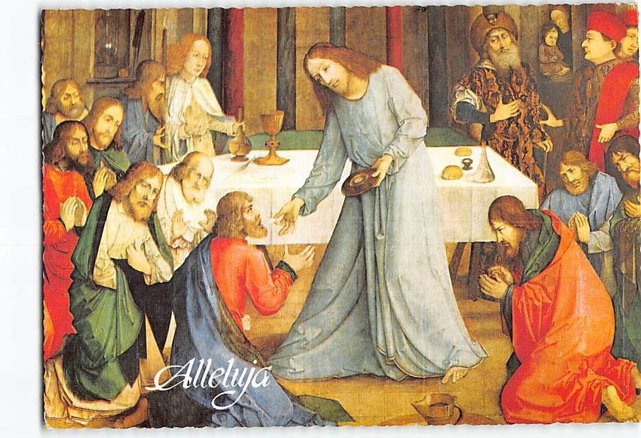 Postcard Communion of the Apostles Painting by Justus van Gent