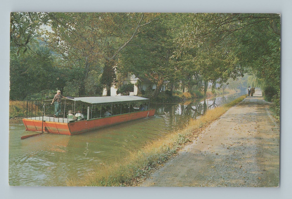 Barge Ride on the Delaware Canal New Hope Bucks County Penn Vintage Postcard K2