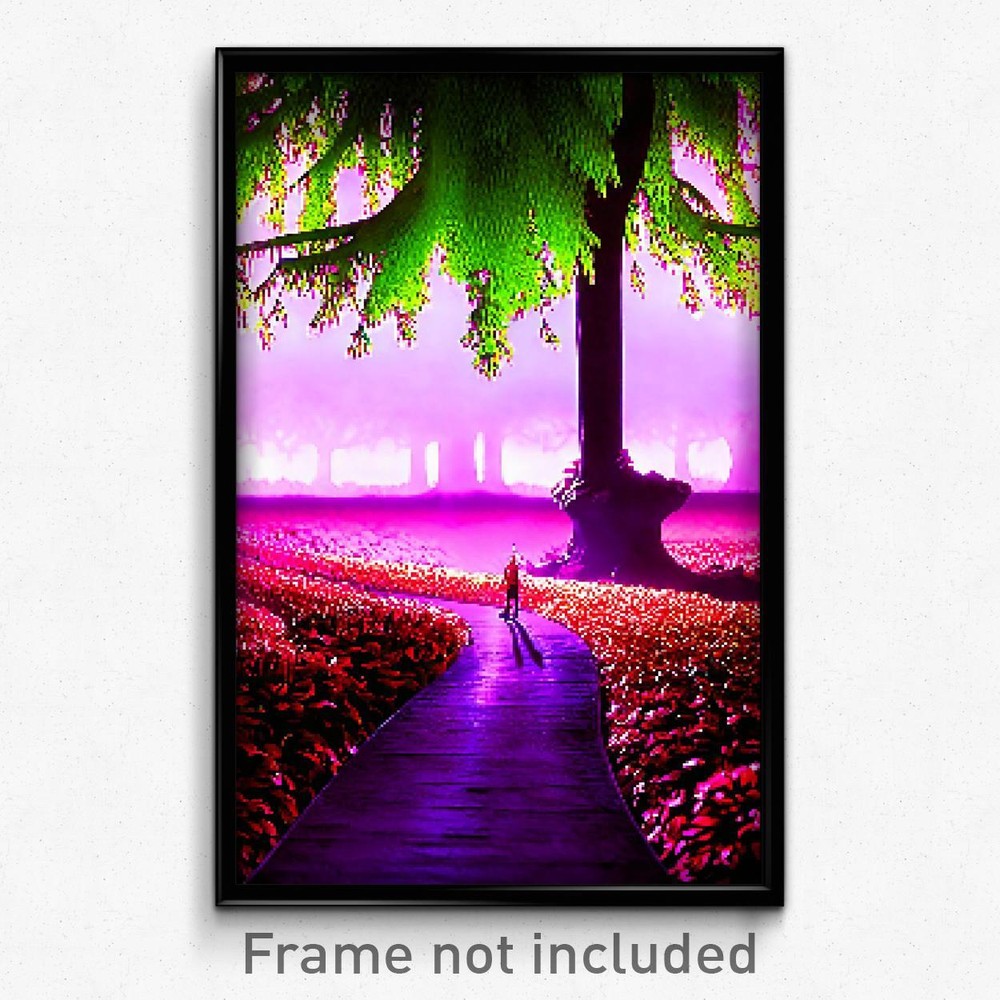 8 Bit Psychedelic Pixel Art Poster - Velvety Grove Trippy Game Print