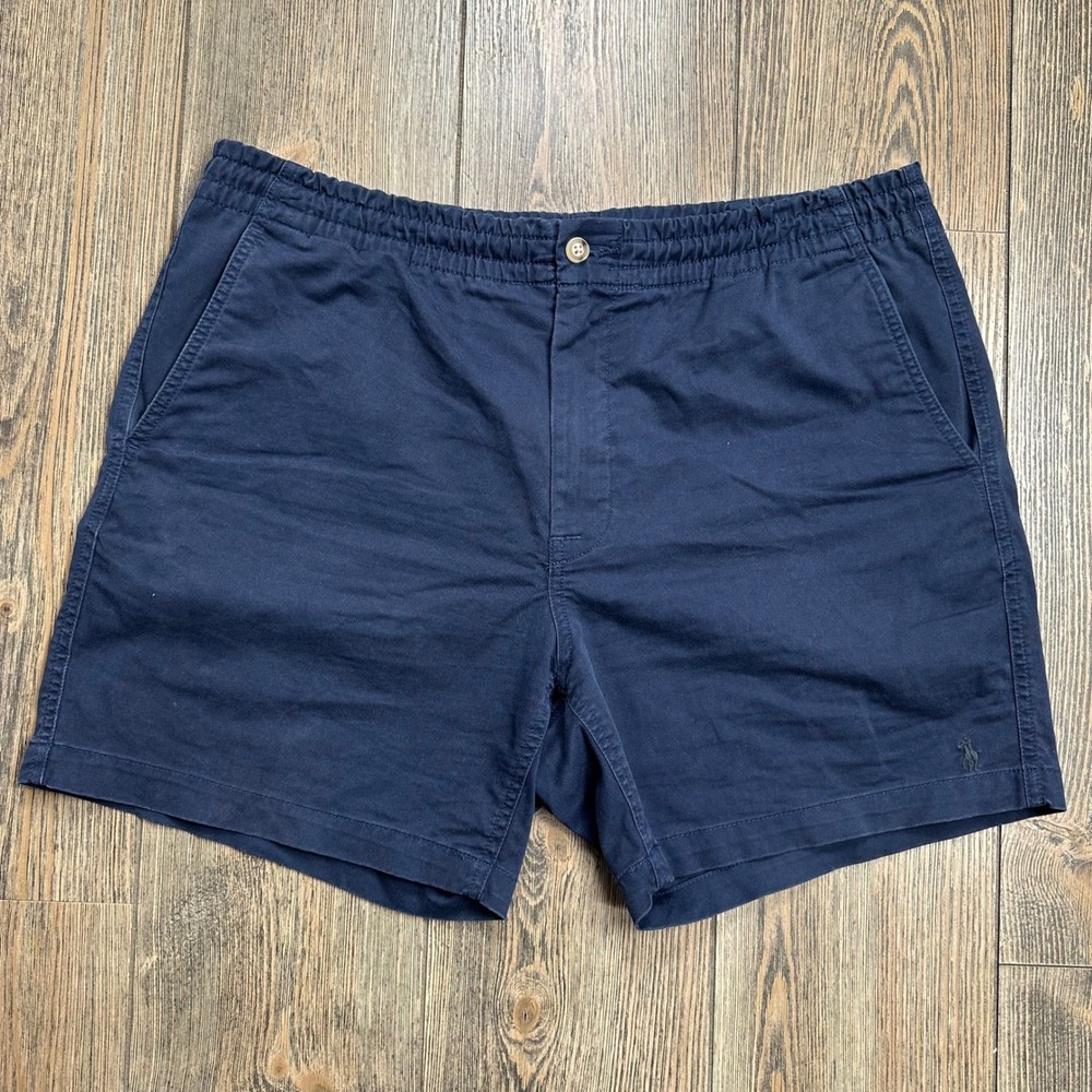 Polo Ralph Lauren Mens Navy Blue Stretch Classic Fit Elastic Waist Shorts 6