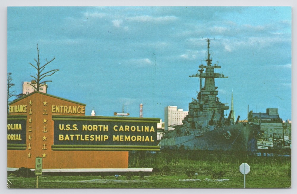 Transportation~USS North Carolina Battleship @ Wilmington NC~Vintage Postcard