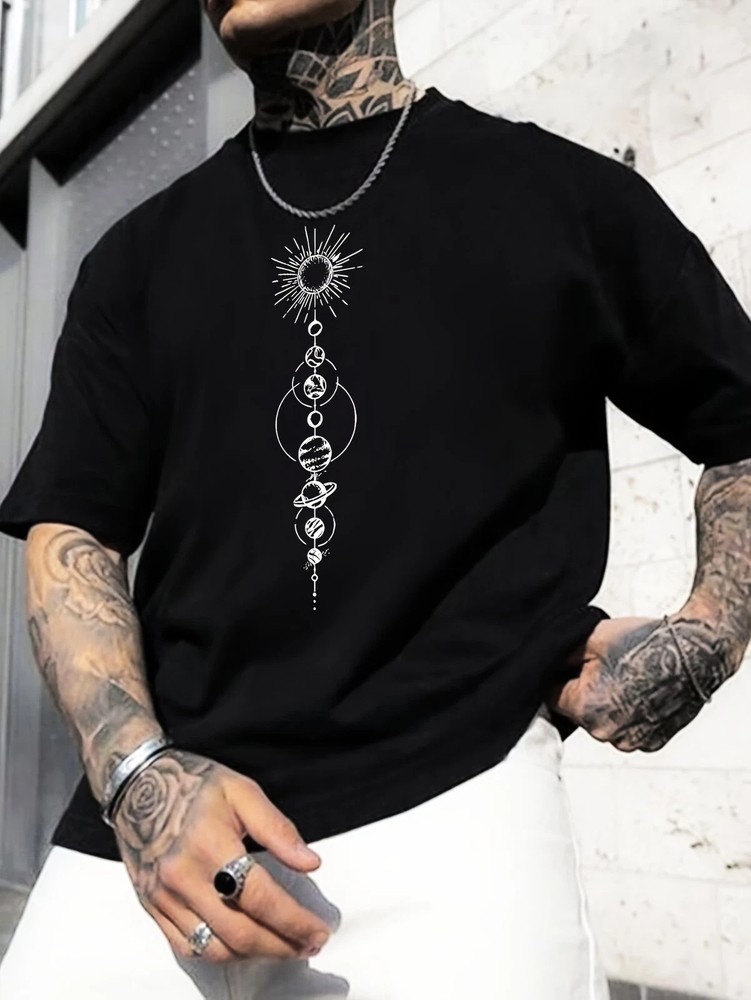 Solar System Celestial Graphic T-Shirt Minimal Space Aesthetic Unisex Tee