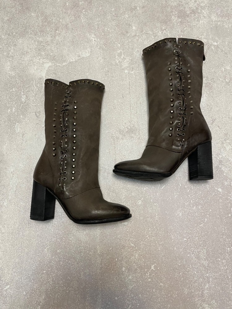 A.S 98 Fresh19 Studded Long Leather Boots Y2K Avant Garde Women's 37