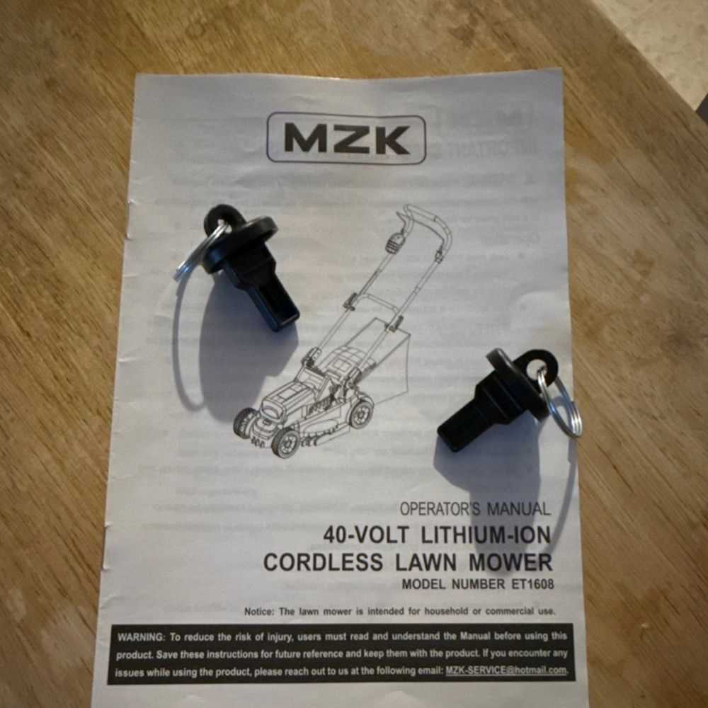 MZK electric lawnmower keys for 40V Lithium-Ion Cordless Lawn Mower ET1608