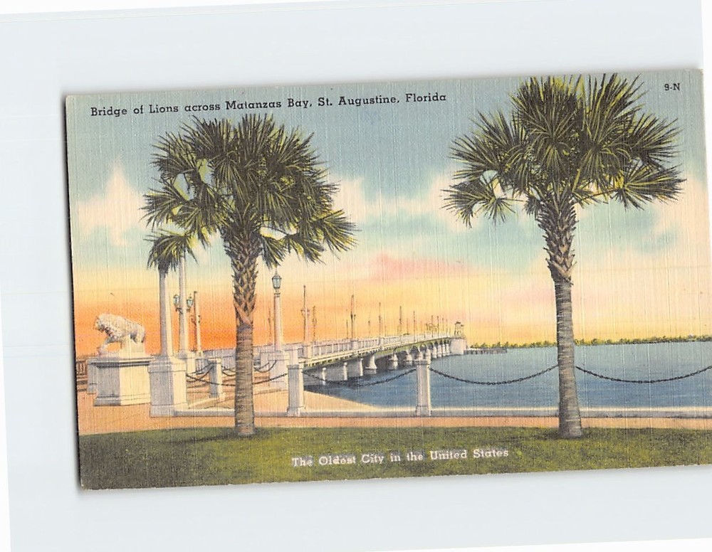 Postcard Bridge of Lions Across Matanzas River St. Augustine Florida USA