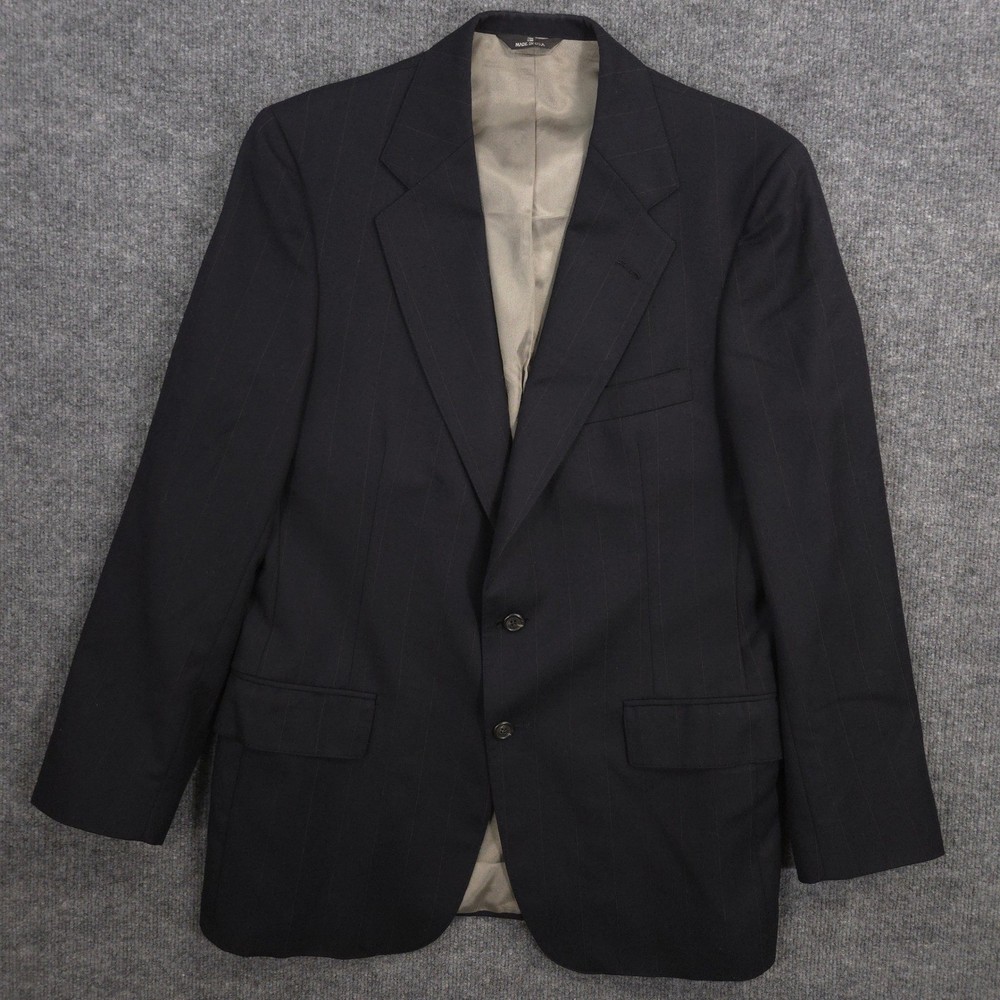 VTG Polo University Club Ralph Lauren Blazer Mens 40R Navy Striped Wool USA Made