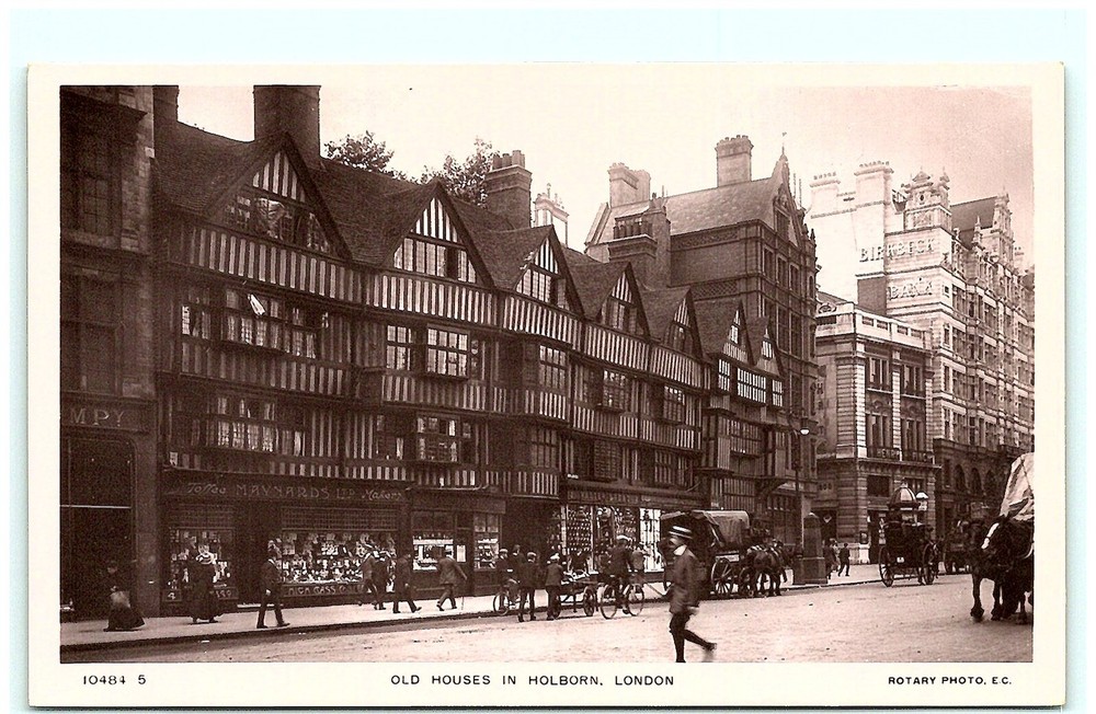 S02-1784, OLD HOUSES IN HOBORN, LONDON, *REAL PHOTO POSTCAR