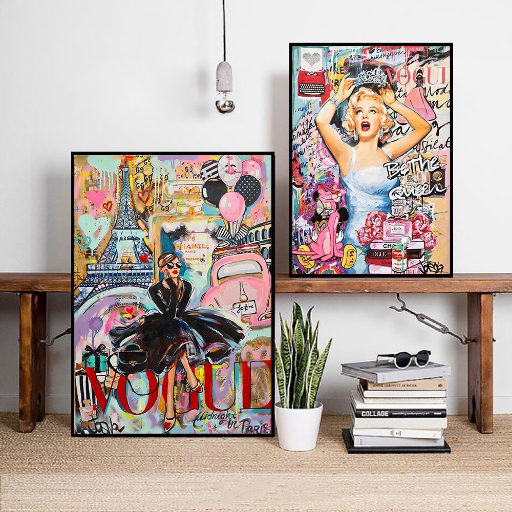 Contemporary Wall Art Poster Graffiti Marilyn hepburn Canvas Print wall Decor