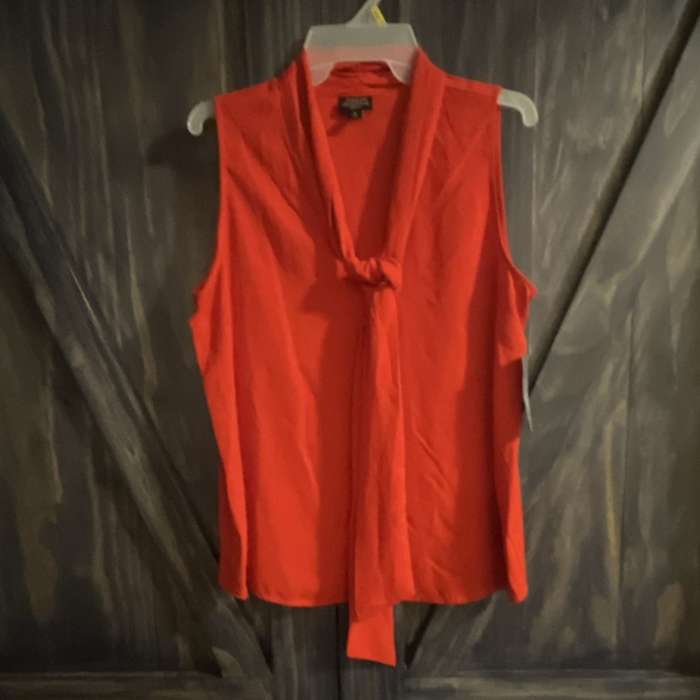 Abbott Elementary Red Tie Neck Sleeveless Blouse Women's Size M