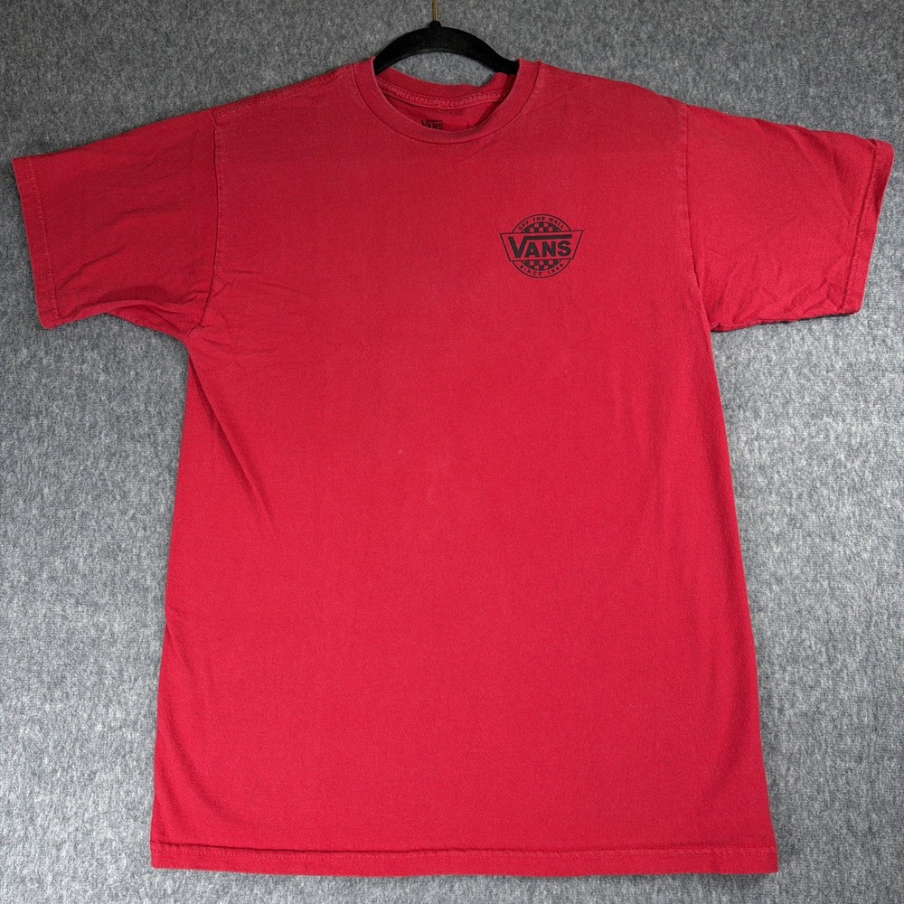 Vans Shirt Men’s Size M Red Black Classic Graphic Logo 100% Cotton