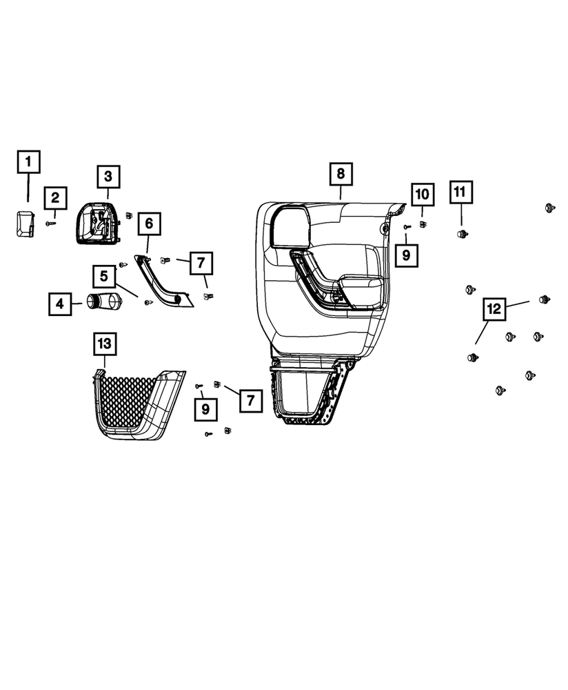 Genuine Mopar Rear Door Trim Panel Left 1QJ271T9AF