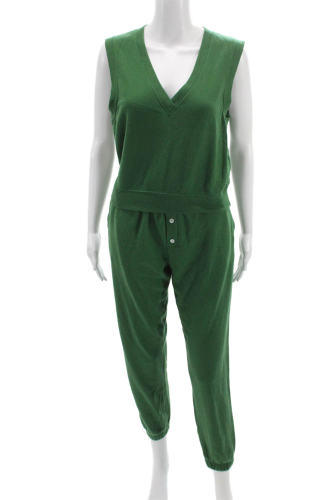 Donni Womens Sleeveless V-Neck Button Solid Set Green Size XSFree Shipping in US $100+ Orders | $6.95 Orders Below