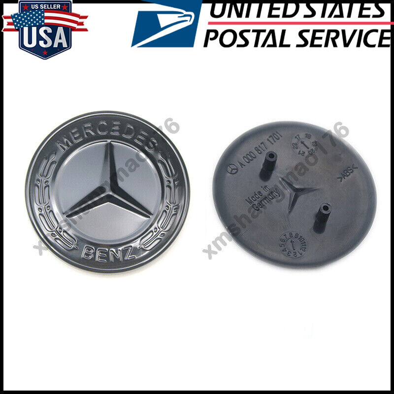 Mercedes-Benz Gloss Black Flat Hood Emblem Laurel Wreath for GLC GLE GLS GL ML