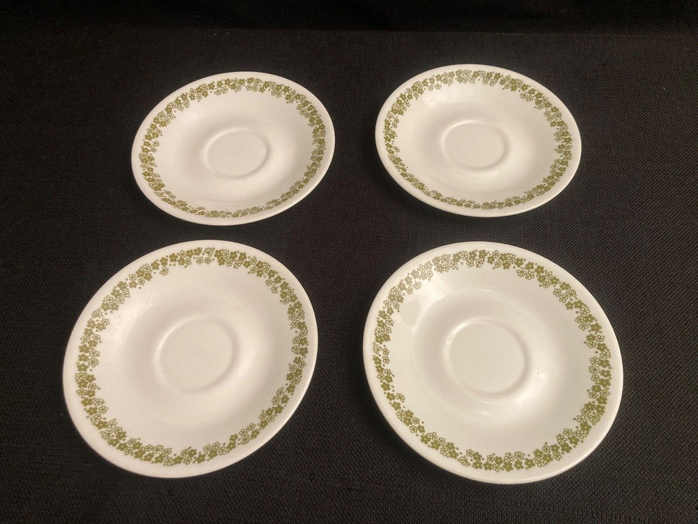 Vintage Corelle Corning Crazy Daisy Spring Blossom Saucers; 6 1/4