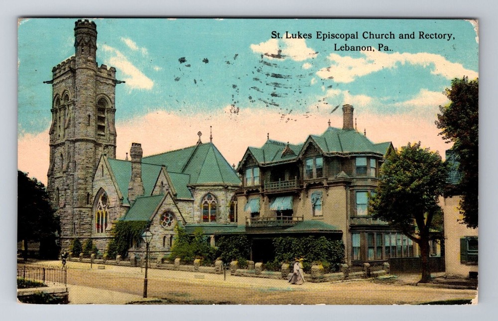 Lebanon PA-Pennsylvania, St Lukes Episcopal Church and Rectory, Vintage Postcard