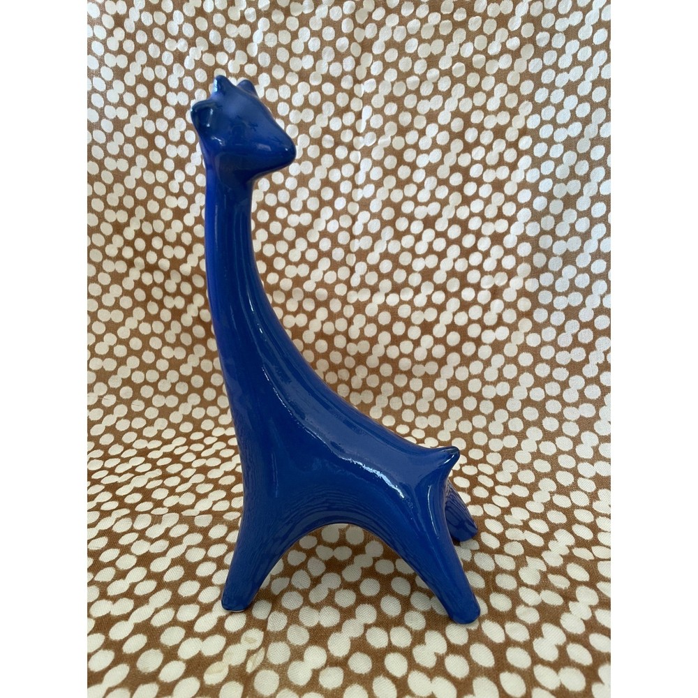 Blue Giraffe Figurine - Ceramic Decor Art Sculpture Animal Statue