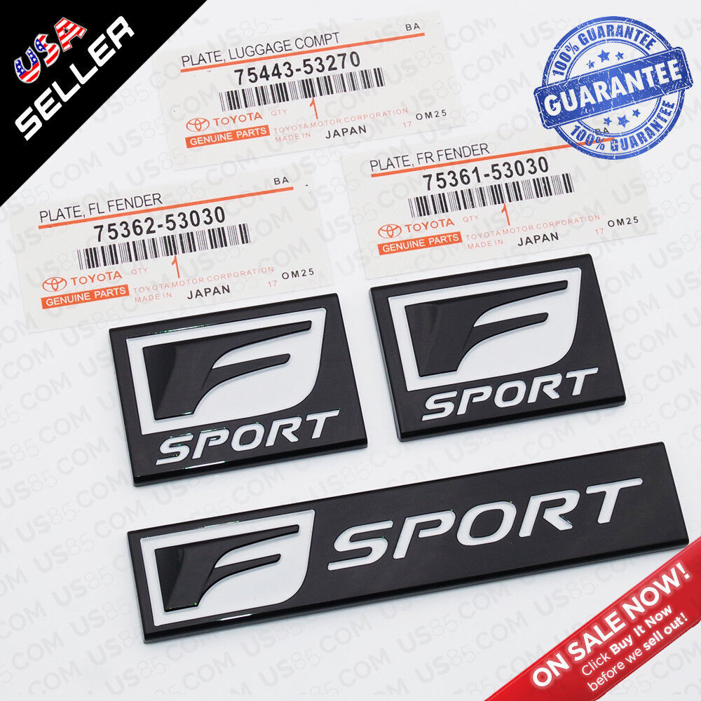 3x F-Sport Black Logo ABS Badge Side Fender Marker Trunk Lid Nameplate Emblem